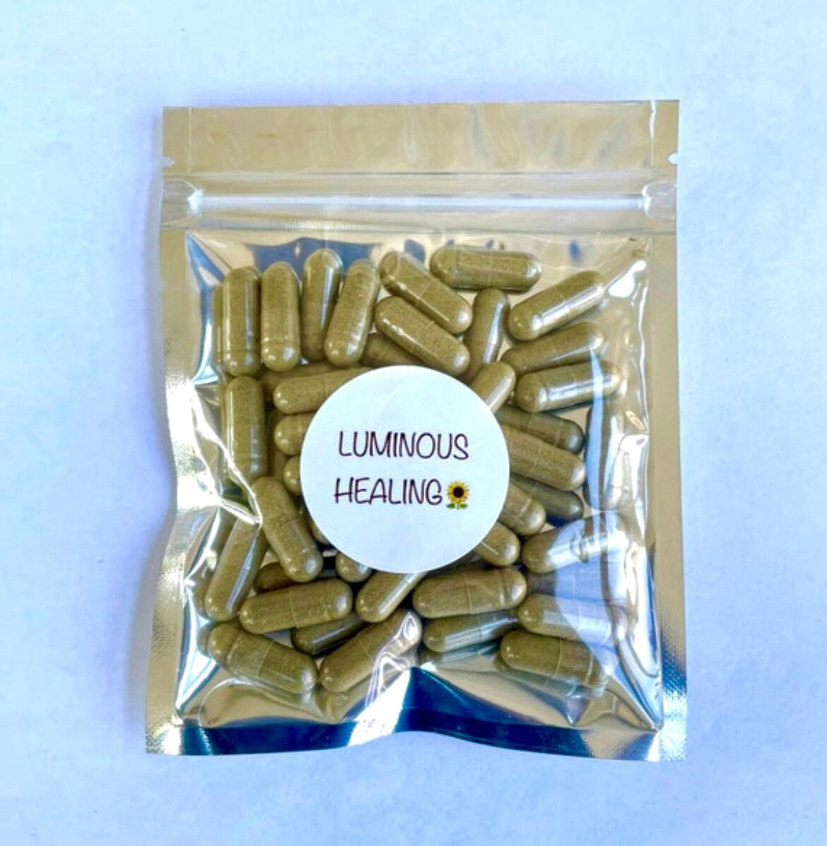 Basil Capsules 500 mg >> 100 vegetarian capsules - Luminous Healing Herbs