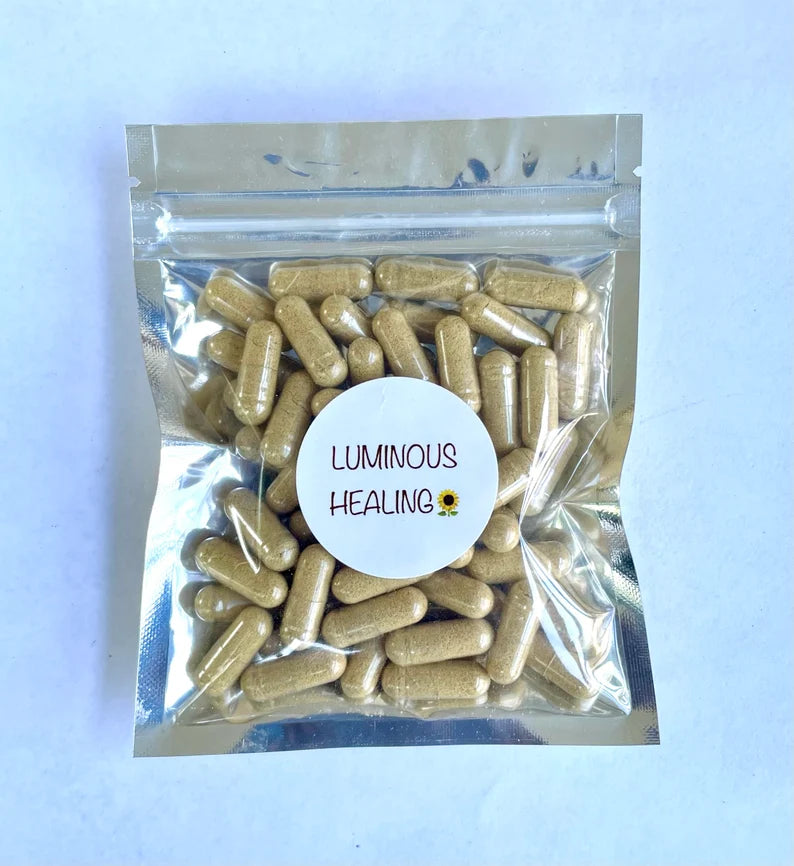 Organic Ginger Root Capsules 500 mg >> 100 vegetarian capsules - Luminous Healing Herbs